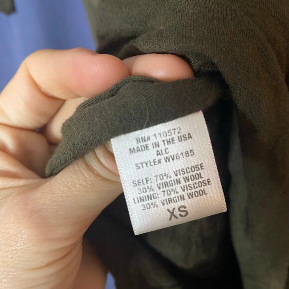 A.L.C. Olive Green Wool Blend Long Sleeve Bodycon Mini Sweater Dress Size XS - Picture 9 of 9